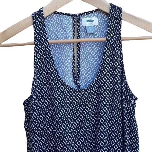 Old Navy Romper Womens XS Tank Aztec Drawstring Waist Flowy Shorts Black - Picture 6 of 8